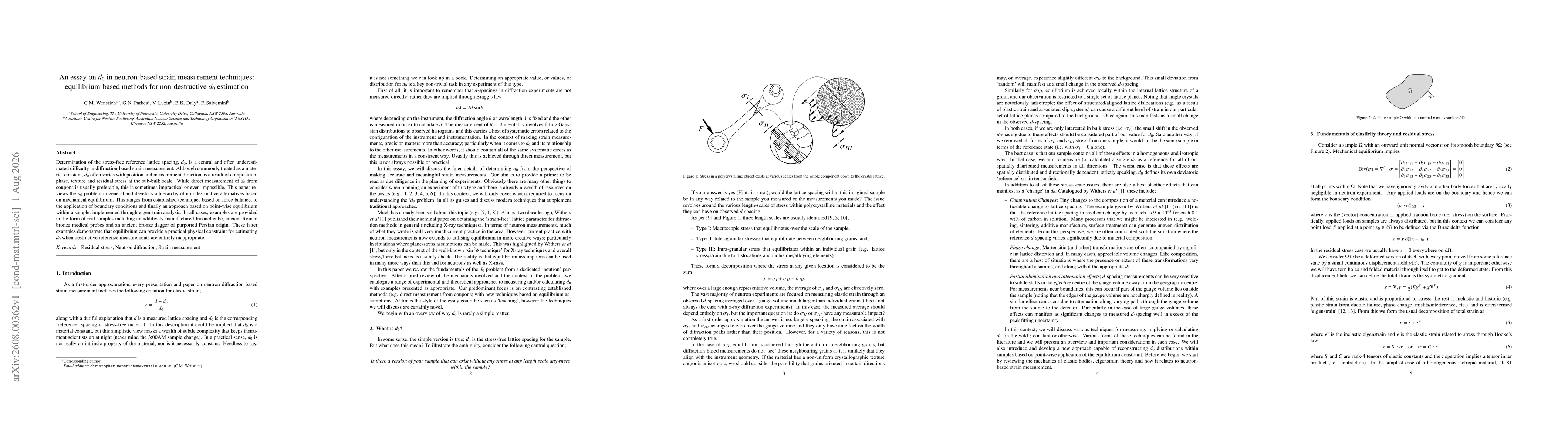 Thumbnail for An essay on $d_0$ in neutron-based strain measurement techniques: equilibrium-based methods for non-destructive $d_0$ estimation