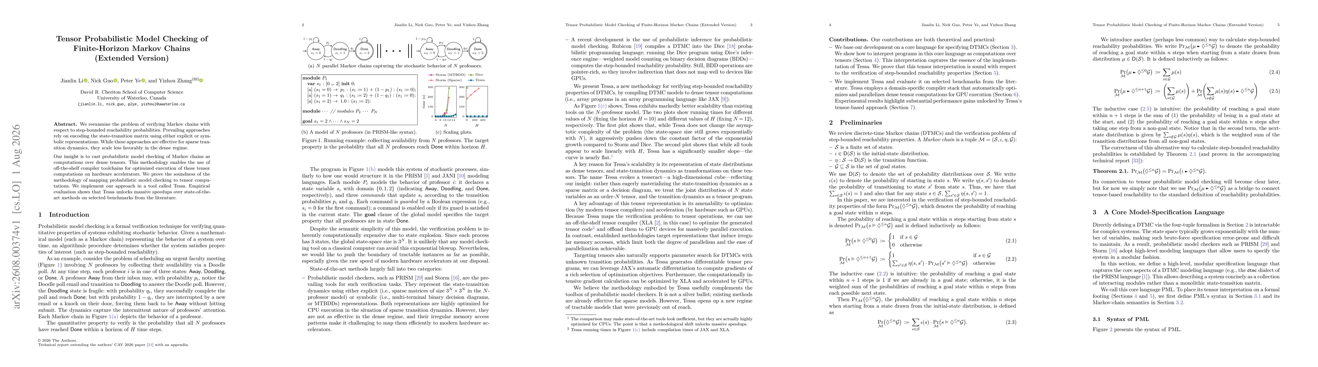 Thumbnail for Tensor Probabilistic Model Checking of Finite-Horizon Markov Chains (Extended Version)