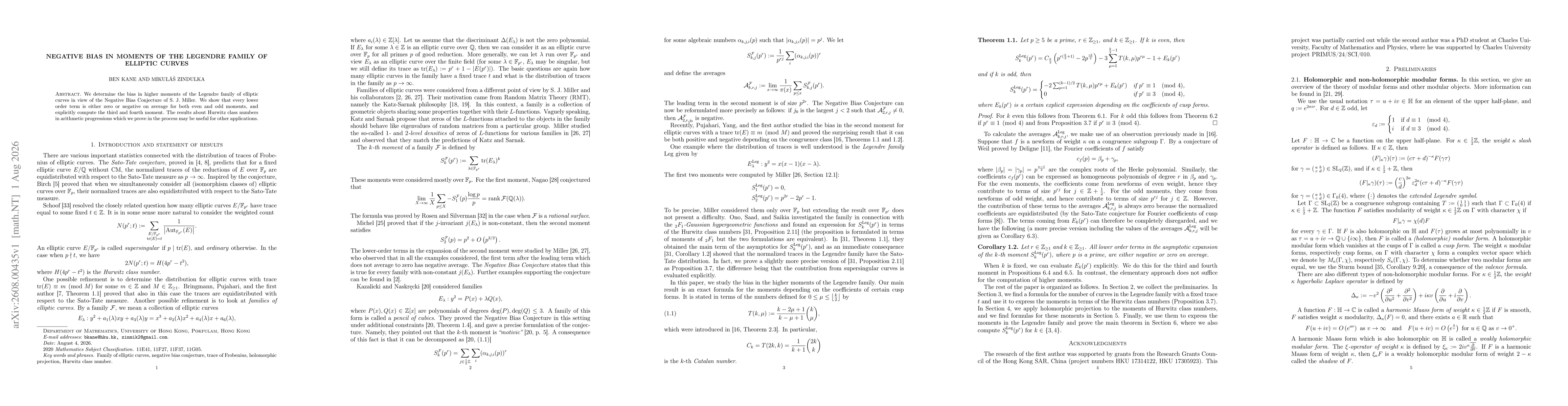 Thumbnail for Negative bias in moments of the Legendre family of elliptic curves