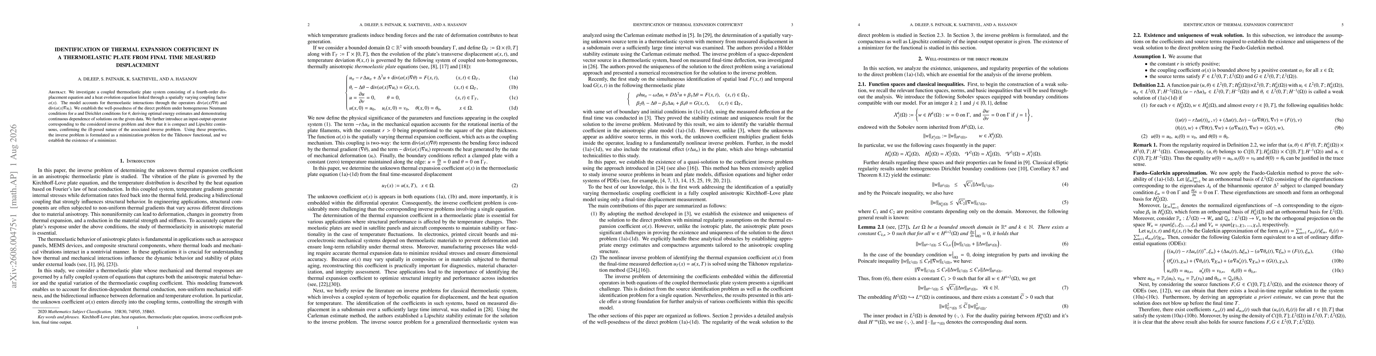 Thumbnail for Identification of thermal expansion coefficient in a thermoelastic plate from final time-measured displacement