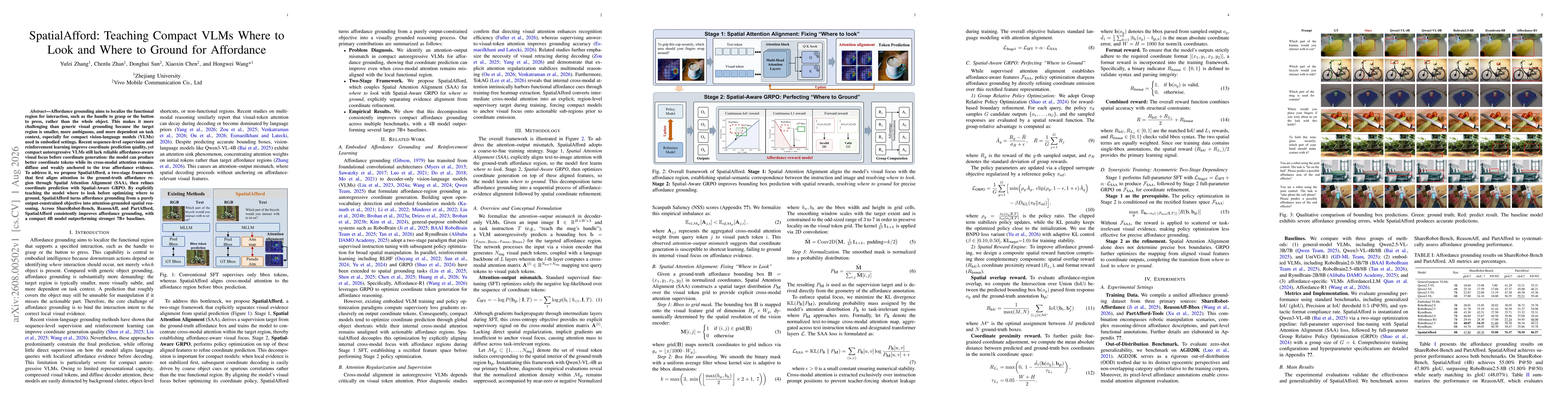 Thumbnail for SpatialAfford: Teaching Compact VLMs Where to Look and Where to Ground for Affordance