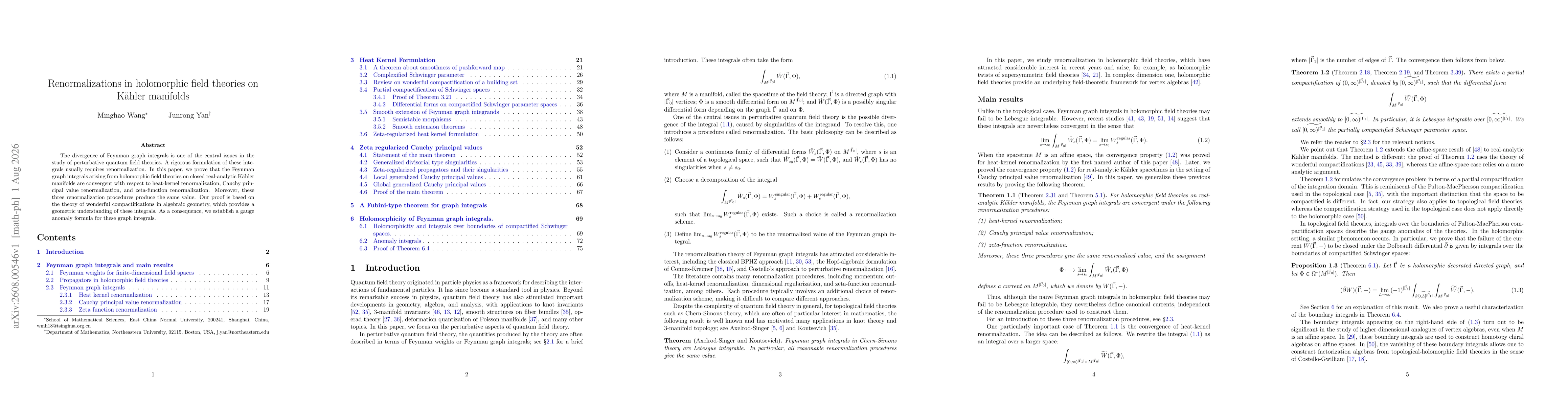 Thumbnail for Renormalizations in holomorphic field theories on Kähler manifolds
