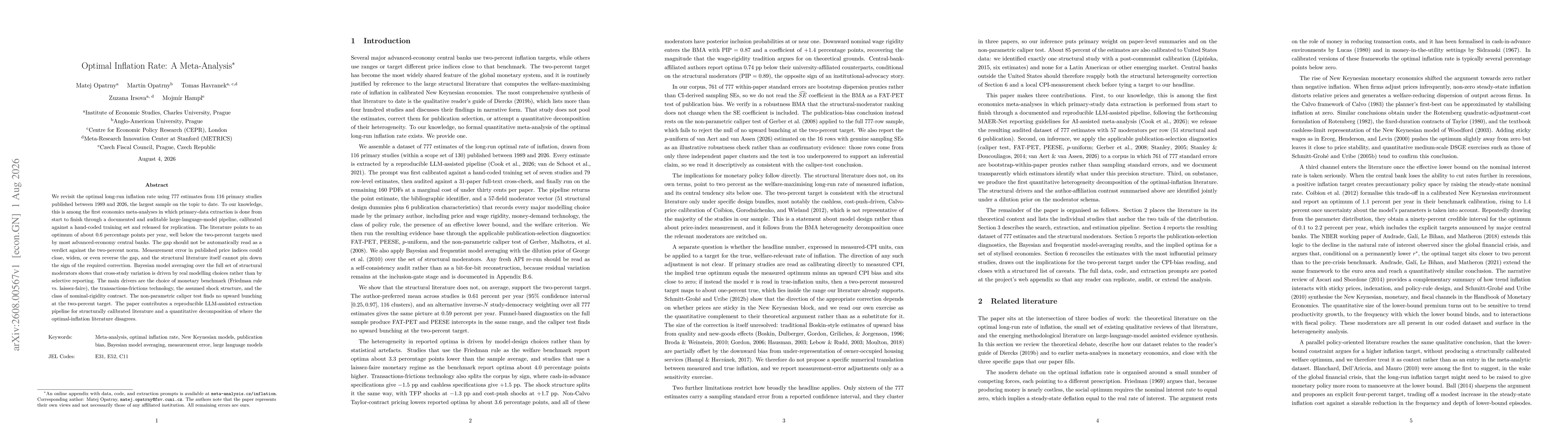 Thumbnail for Optimal Inflation Rate: A Meta-Analysis