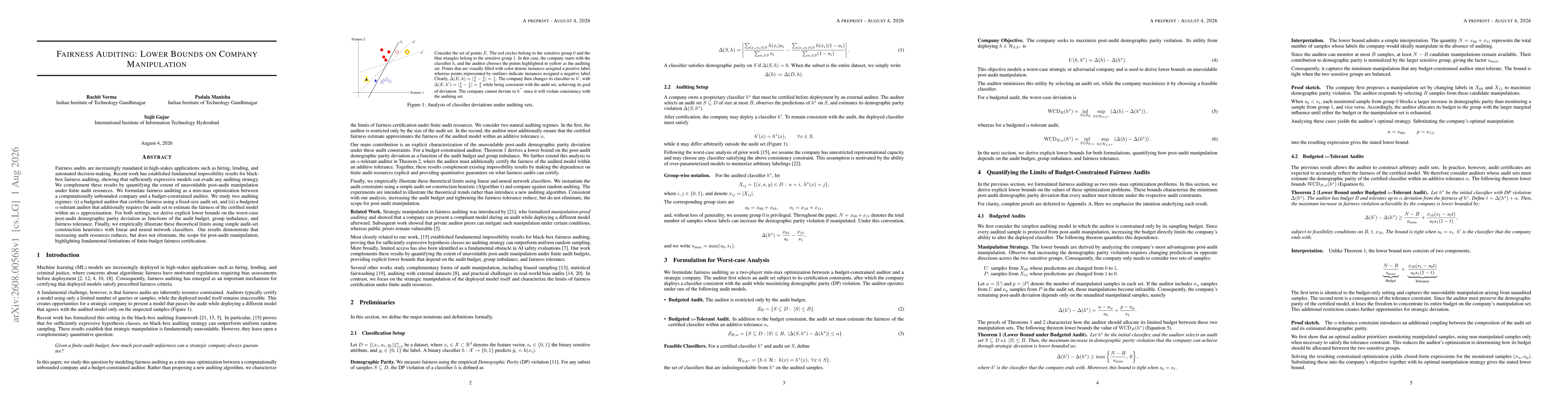 Thumbnail for Fairness Auditing: Lower Bounds on Company Manipulation