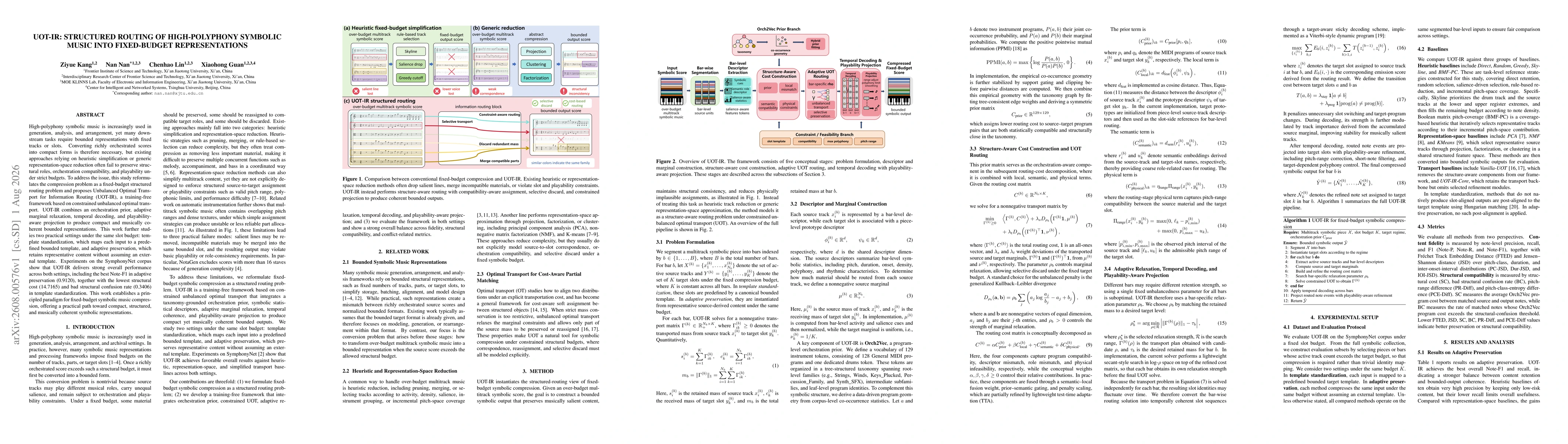 Thumbnail for UOT-IR: Structured Routing of High-Polyphony Symbolic Music into Fixed-Budget Representations