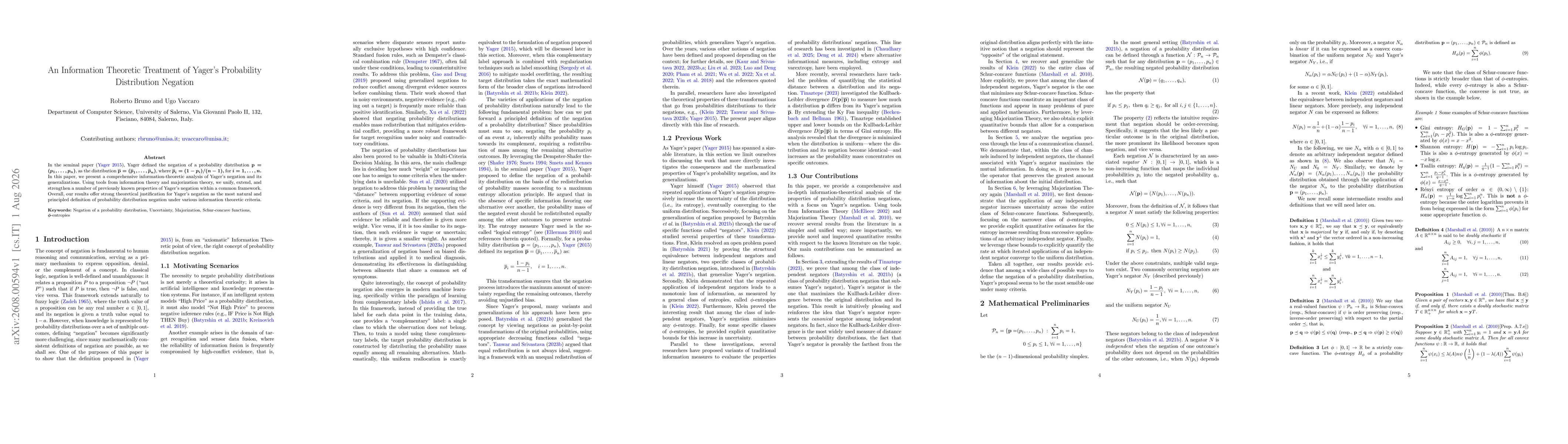 Thumbnail for An Information Theoretic Treatment of Yager's Probability Distribution Negation