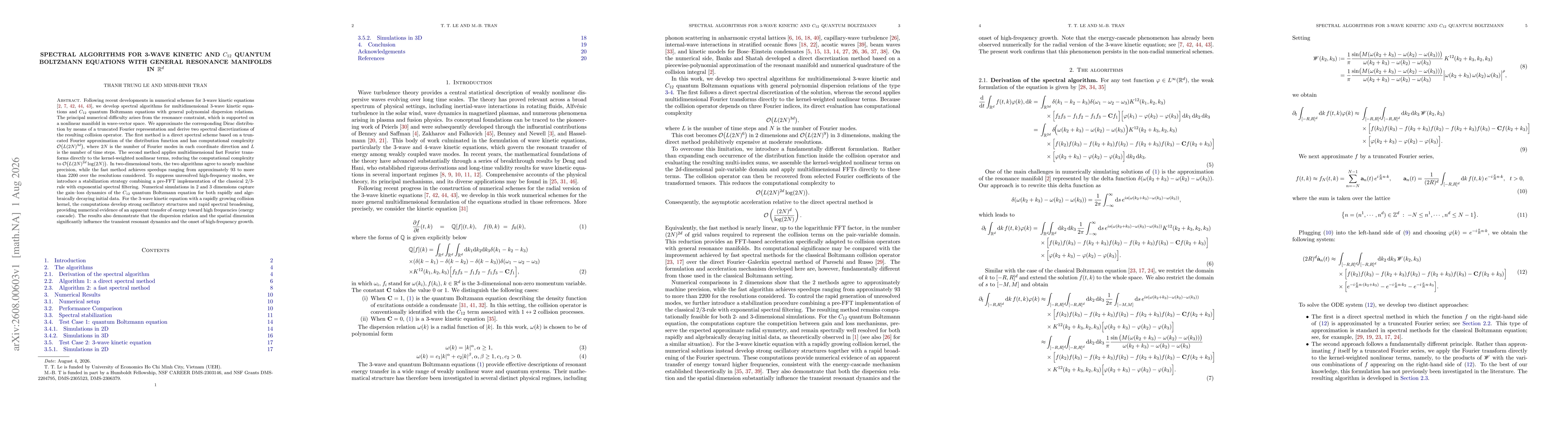 Thumbnail for Spectral Algorithms for 3-Wave Kinetic and $C_{12}$ Quantum Boltzmann Equations with General Resonance Manifolds in $\mathbb{R}^d$
