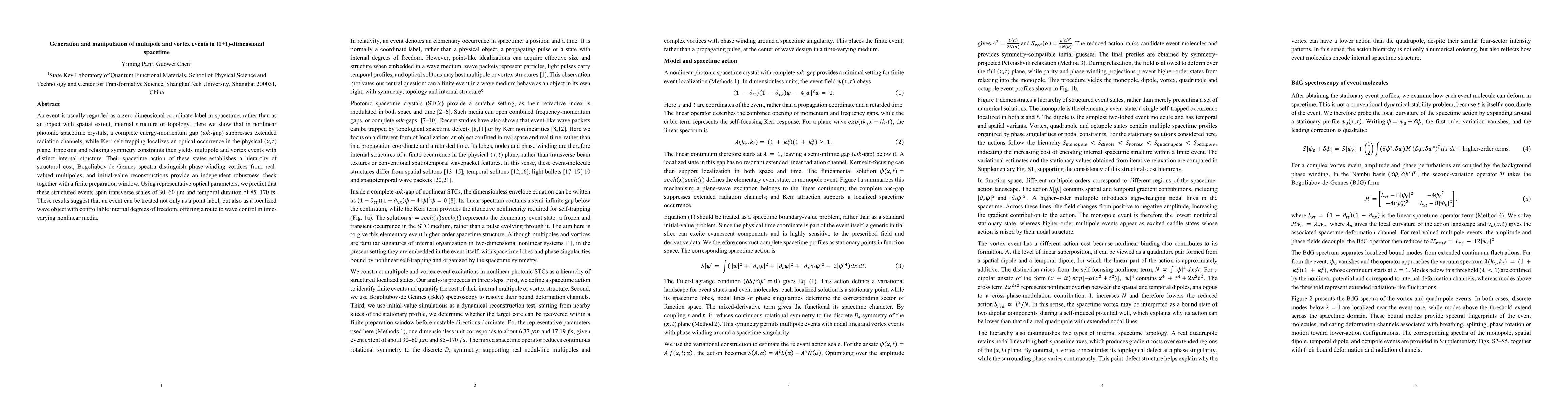 Thumbnail for Generation and manipulation of multipole and vortex events in (1+1)-dimensional spacetime