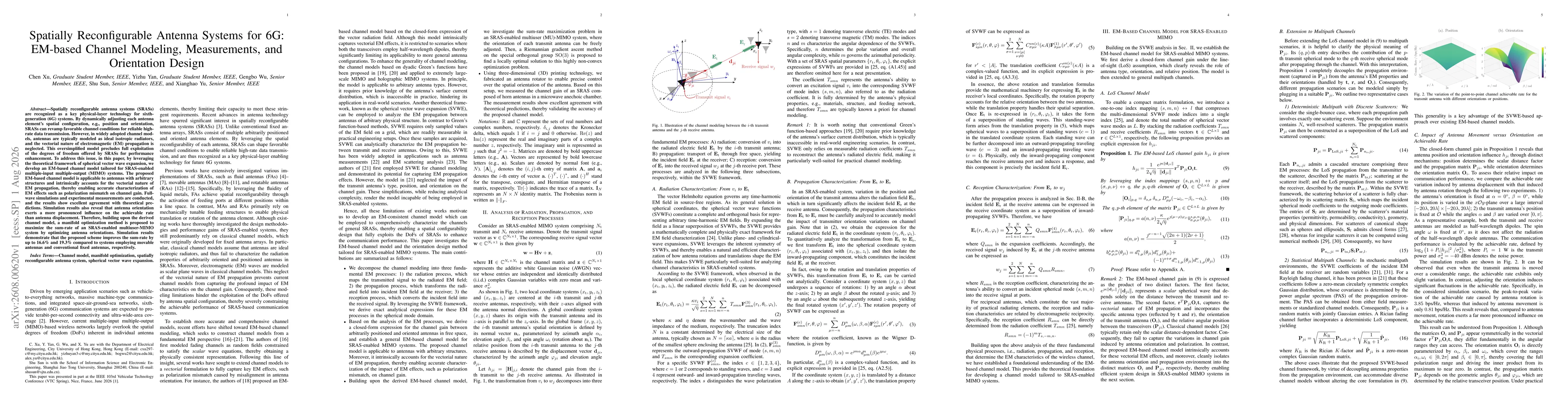 Thumbnail for Spatially Reconfigurable Antenna Systems for 6G: EM-based Channel Modeling, Measurements, and Orientation Design