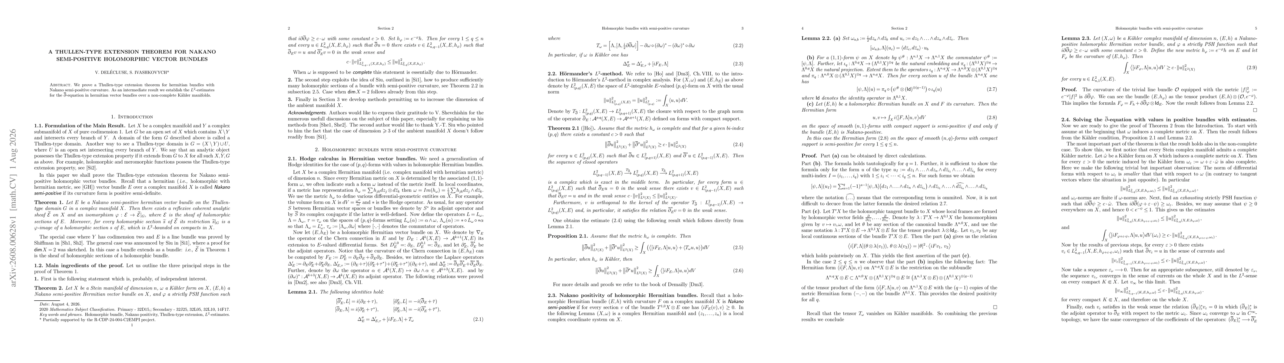 Thumbnail for A Thullen-type Extension Theorem for Nakano Semi-Positive Holomorphic Vector Bundles