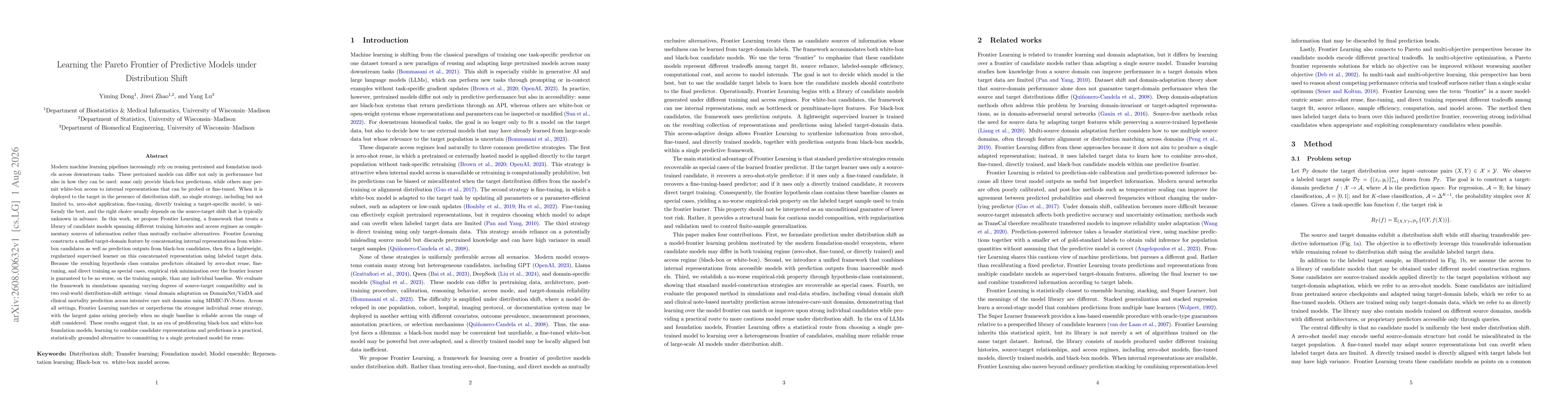 Thumbnail for Learning the Pareto Frontier of Predictive Models under Distribution Shift