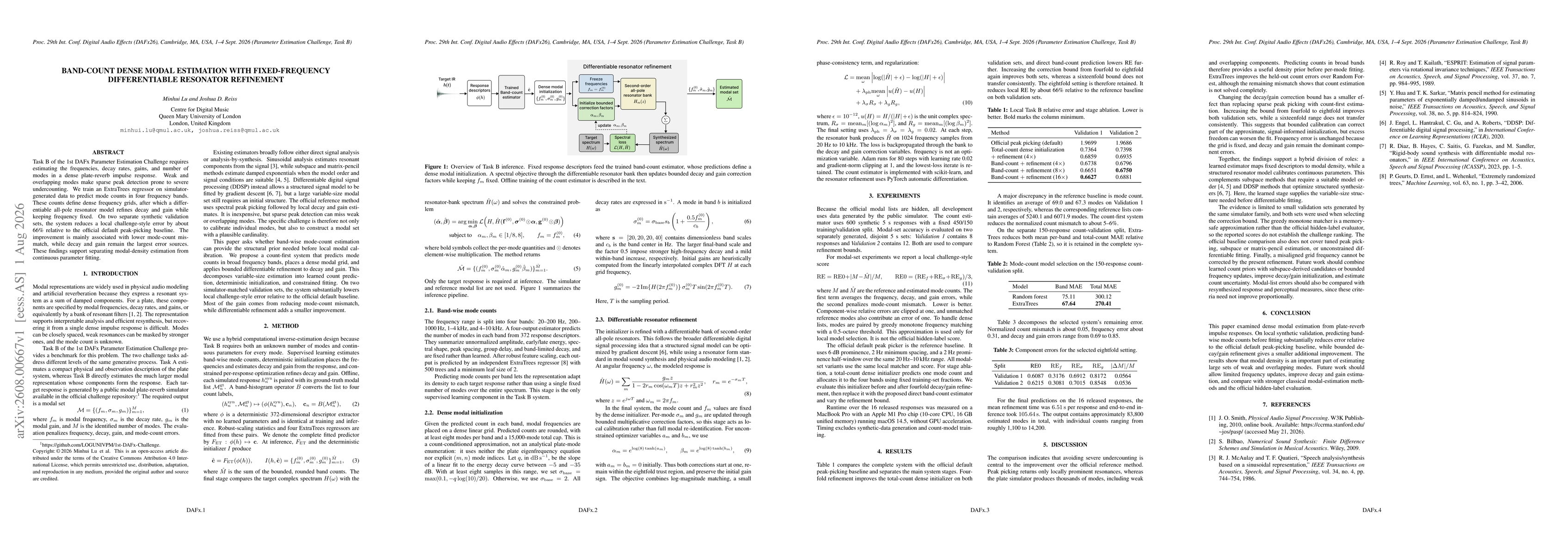 Thumbnail for Band-Count Dense Modal Estimation with Fixed-Frequency Differentiable Resonator Refinement