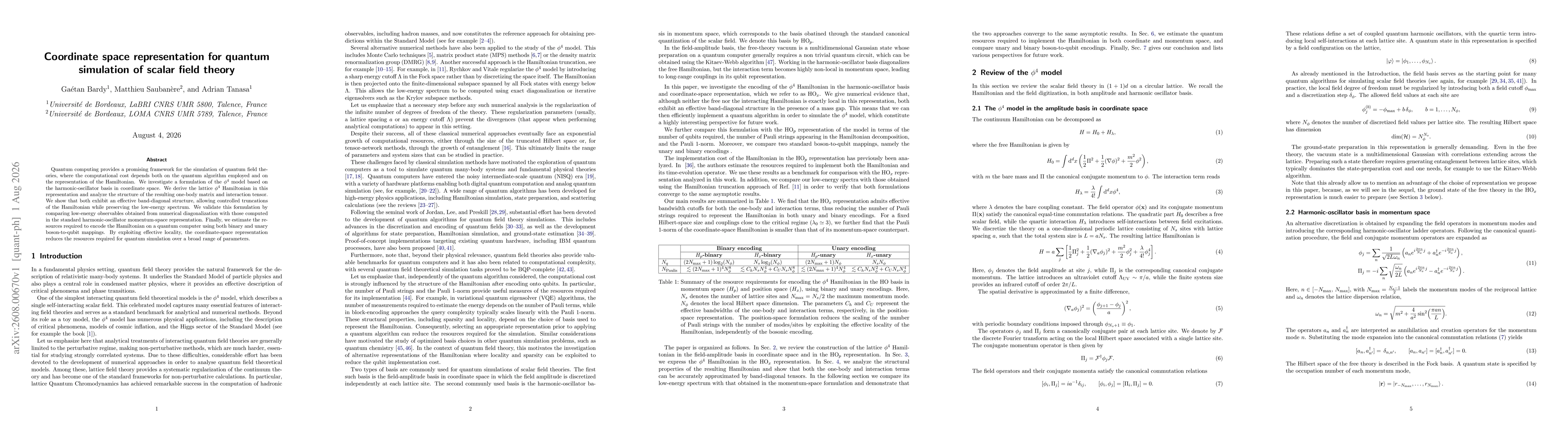 Thumbnail for Coordinate space representation for quantum simulation of scalar field theory
