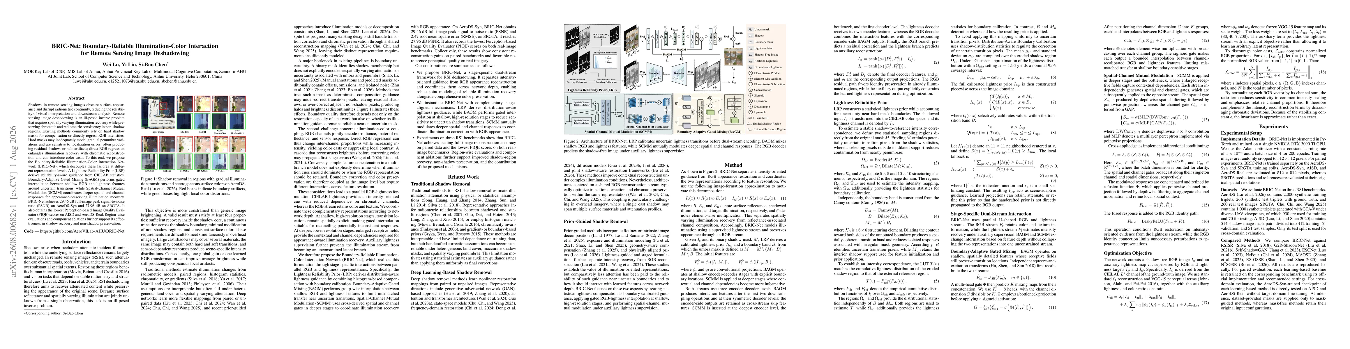 Thumbnail for BRIC-Net: Boundary-Reliable Illumination-Color Interaction for Remote Sensing Image Deshadowing