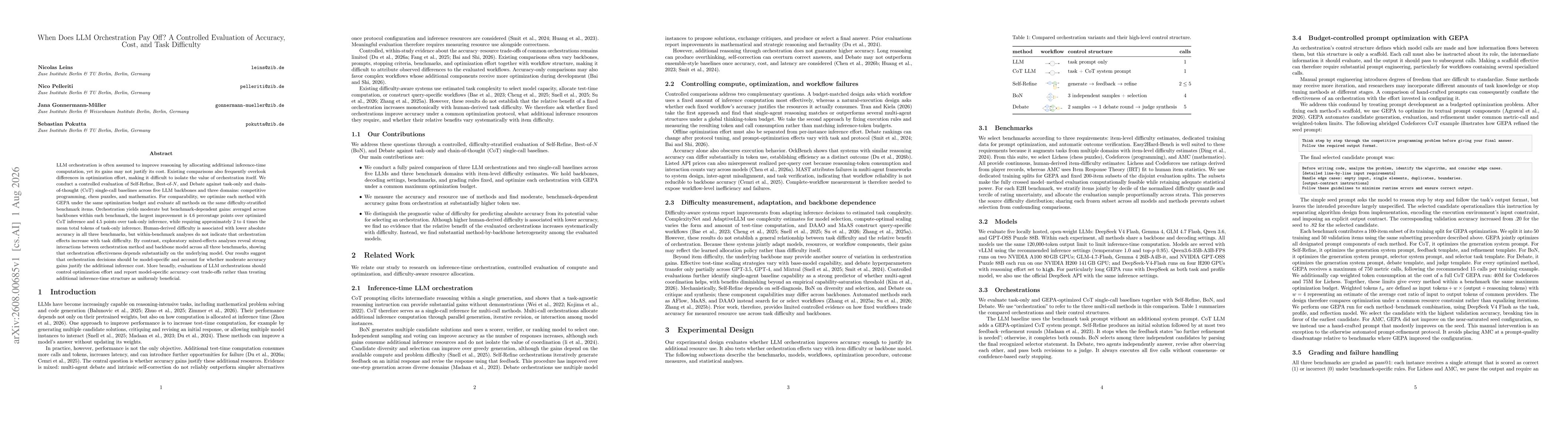 Thumbnail for When Does LLM Orchestration Pay Off? A Controlled Evaluation of Accuracy, Cost, and Task Difficulty