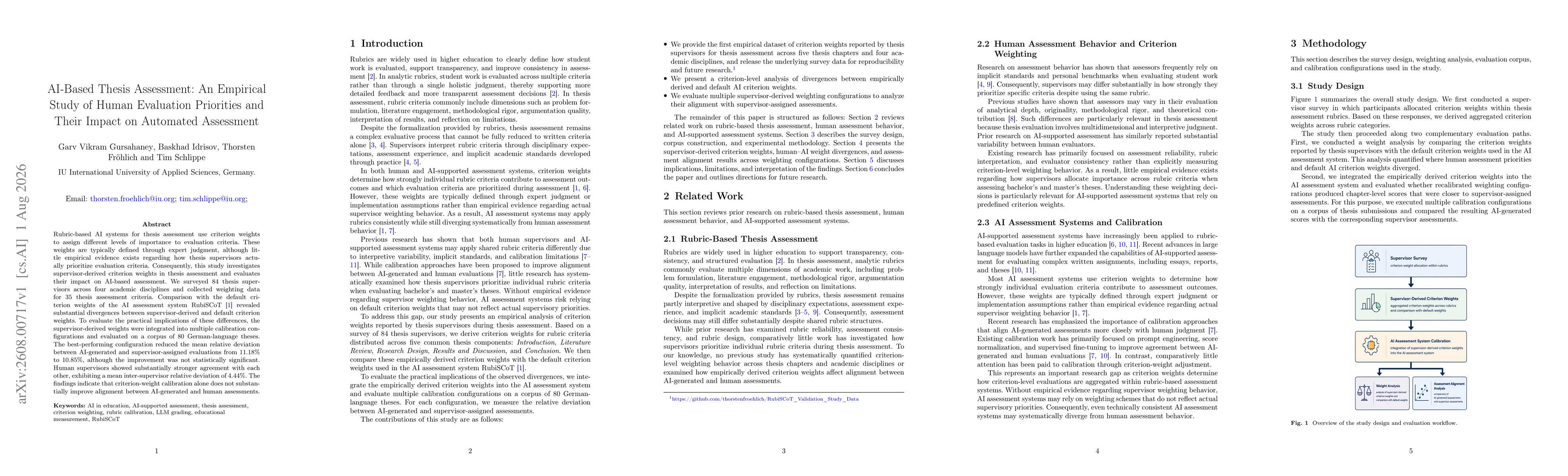 Thumbnail for AI-Based Thesis Assessment: An Empirical Study of Human Evaluation Priorities and Their Impact on Automated Assessment