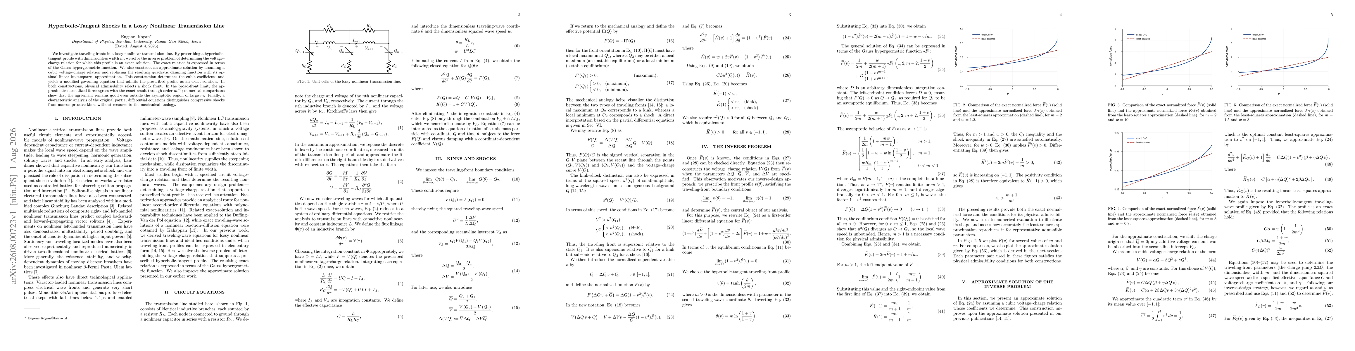 Thumbnail for Hyperbolic-Tangent Shocks in a Lossy Nonlinear Transmission Line