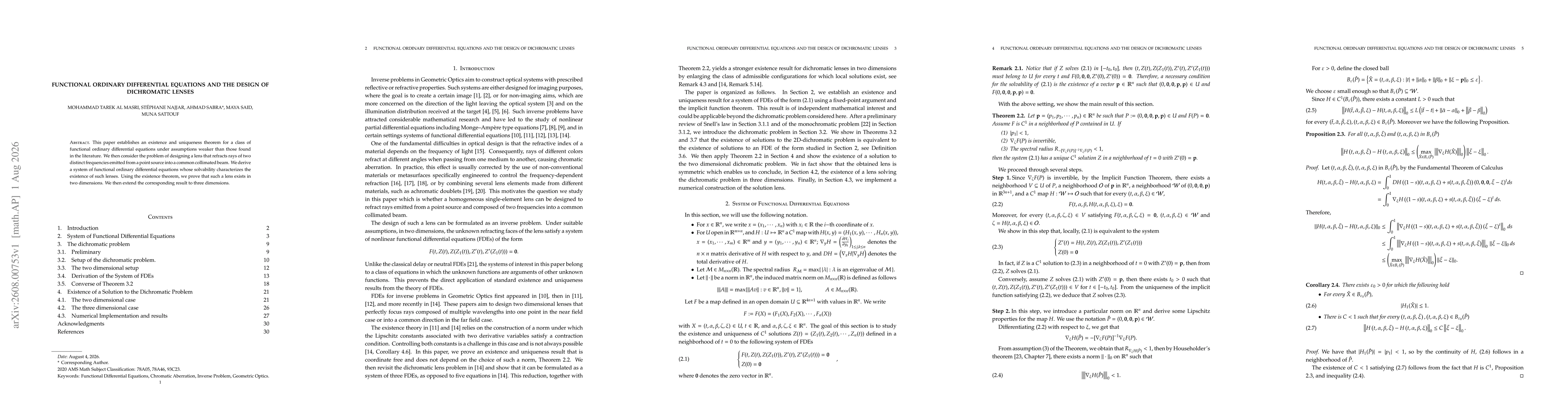 Thumbnail for Functional Ordinary Differential Equations and the Design of Dichromatic Lenses