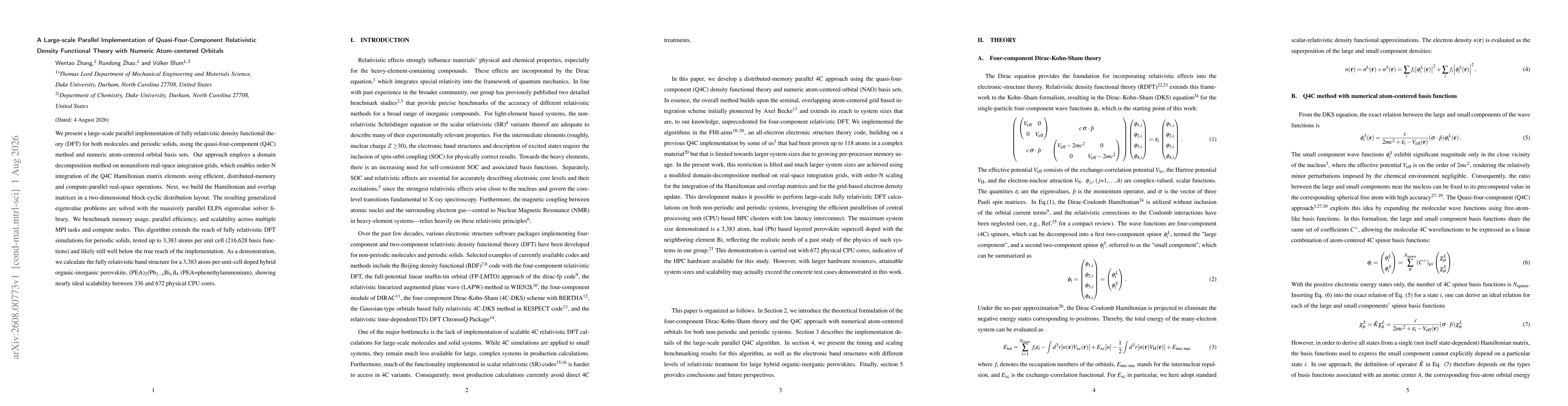 Thumbnail for A Large-scale Parallel Implementation of Quasi-Four-Component Relativistic Density Functional Theory with Numeric Atom-centered Orbitals