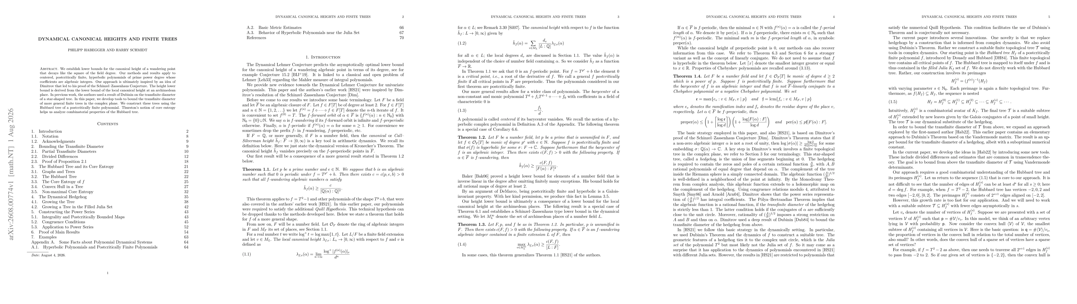 Thumbnail for Dynamical Canonical Heights and Finite Trees