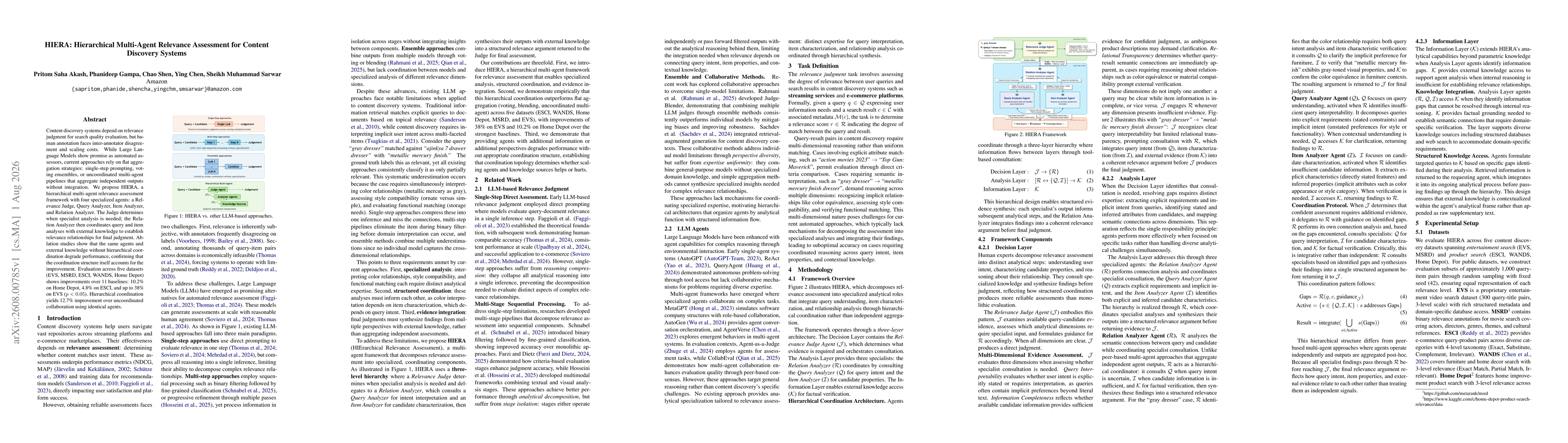 Thumbnail for HIERA: Hierarchical Multi-Agent Relevance Assessment for Content Discovery Systems