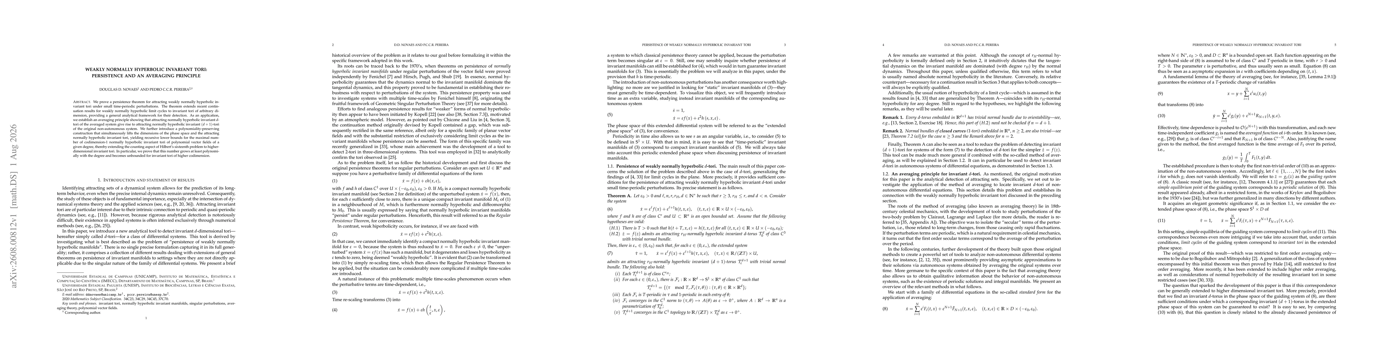 Thumbnail for Weakly Normally Hyperbolic Invariant Tori: Persistence and an Averaging Principle