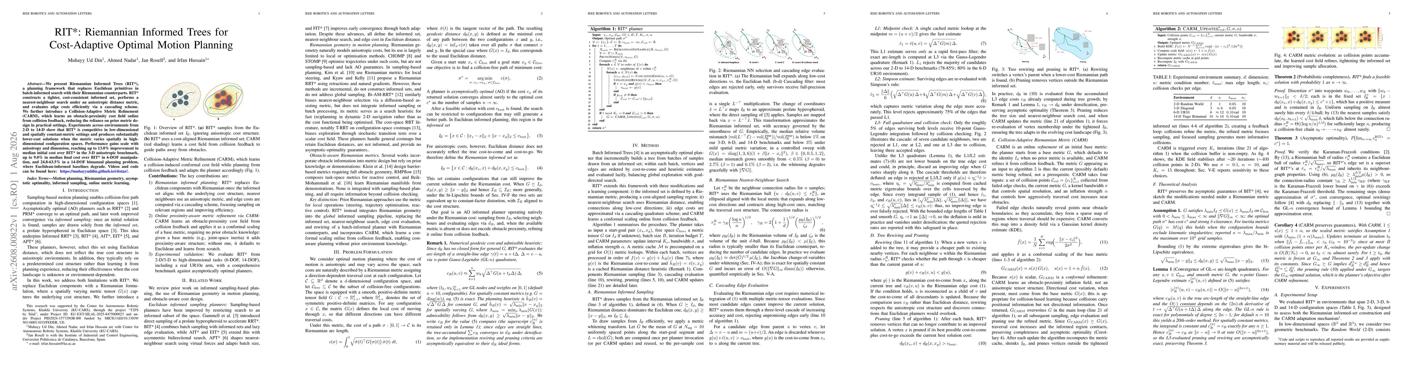Thumbnail for RIT*: Riemannian Informed Trees for Cost-Adaptive Optimal Motion Planning