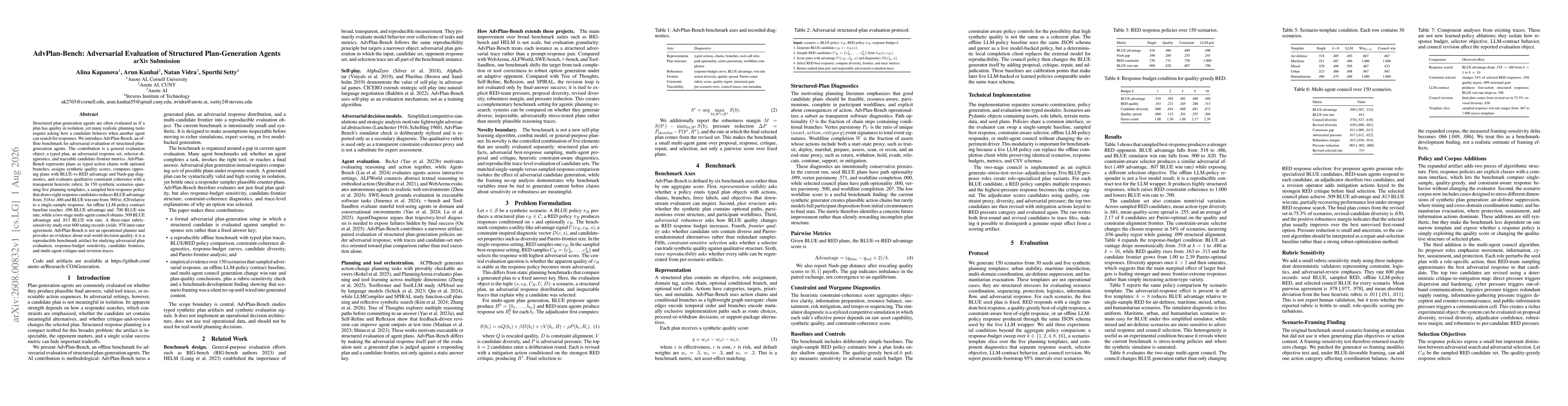 Thumbnail for AdvPlan-Bench: Adversarial Evaluation of Structured Plan-Generation Agents