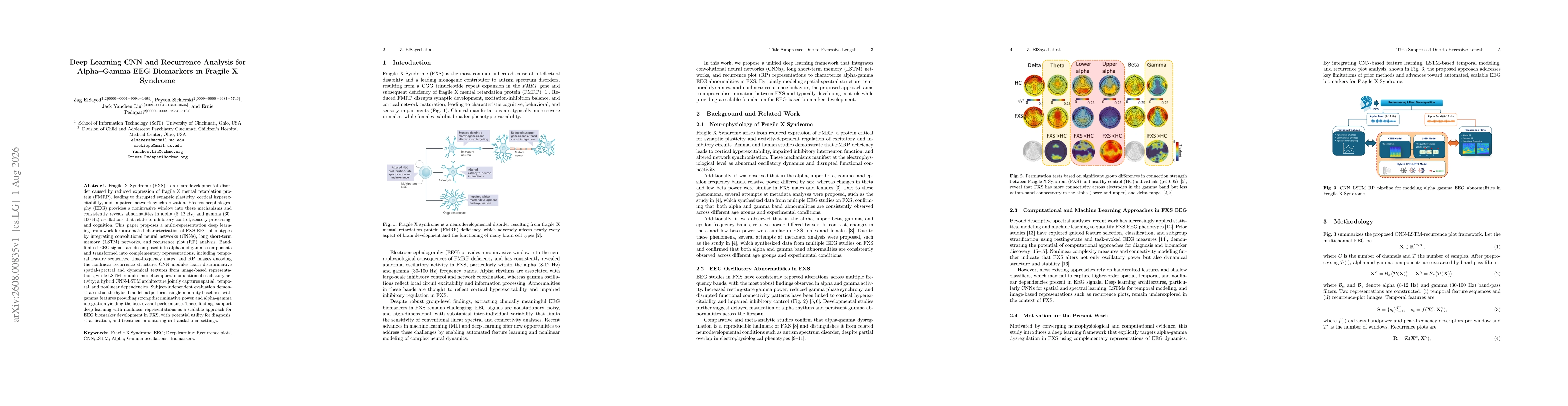 Thumbnail for Deep Learning CNN and Recurrence Analysis for Alpha Gamma EEG Biomarkers in Fragile X Syndrome