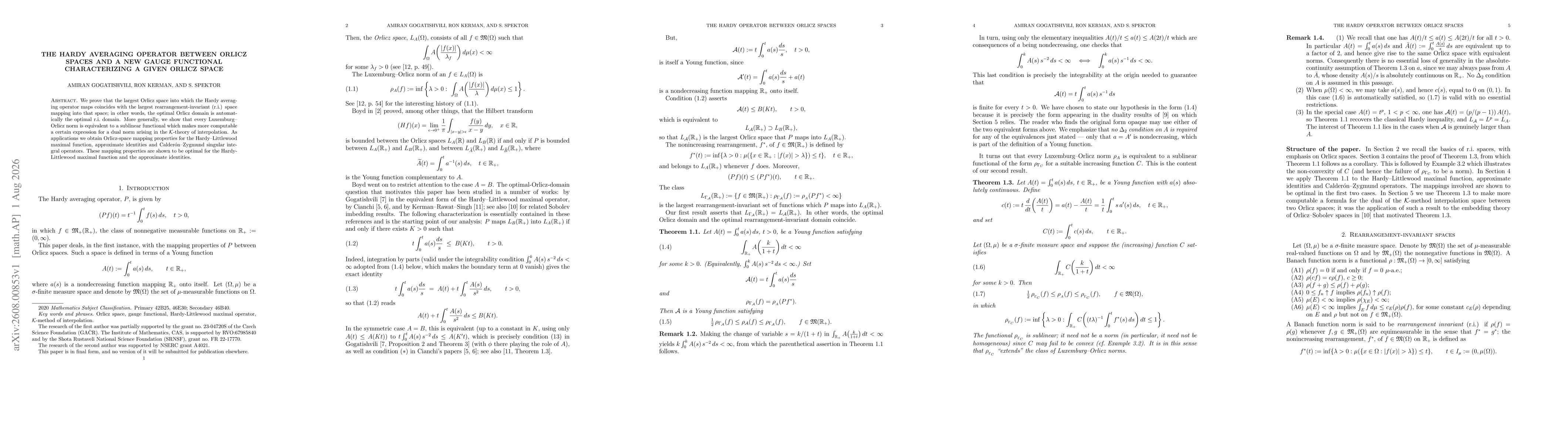 Thumbnail for The Hardy averaging operator between Orlicz spaces and a new gauge functional characterizing a given Orlicz space
