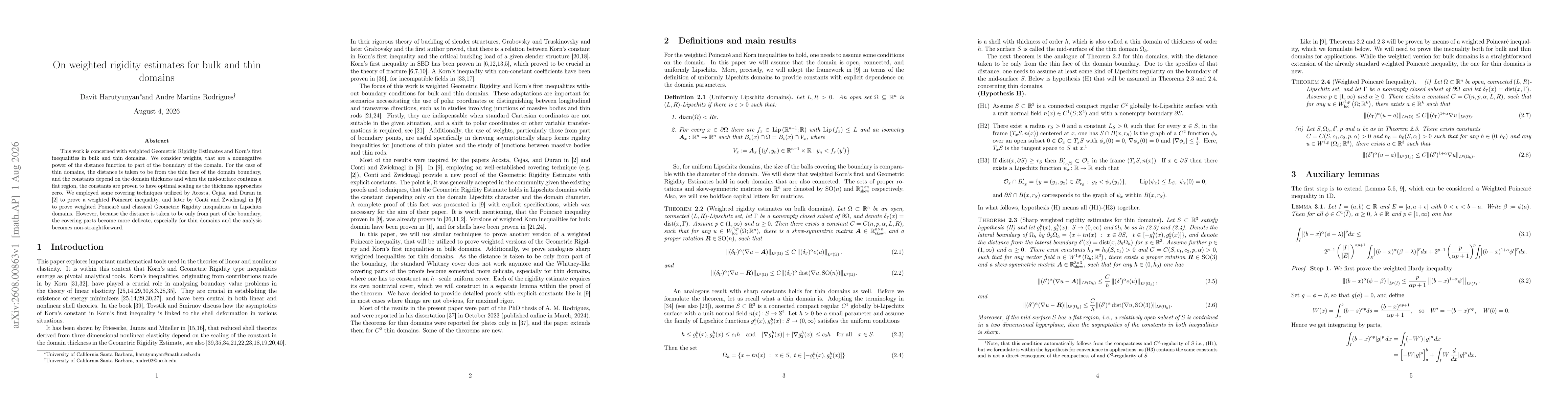Thumbnail for On weighted rigidity estimates for bulk and thin domains
