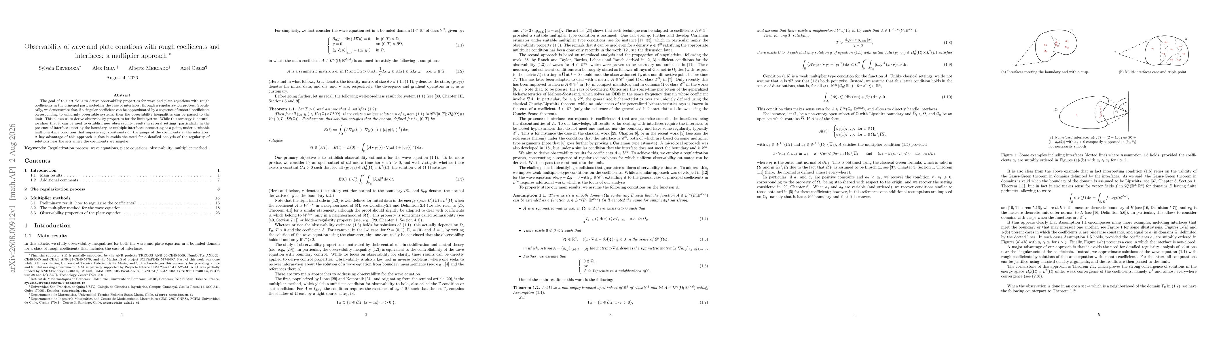 Thumbnail for Observability of wave and plate equations with rough coefficients and interfaces: a multiplier approach