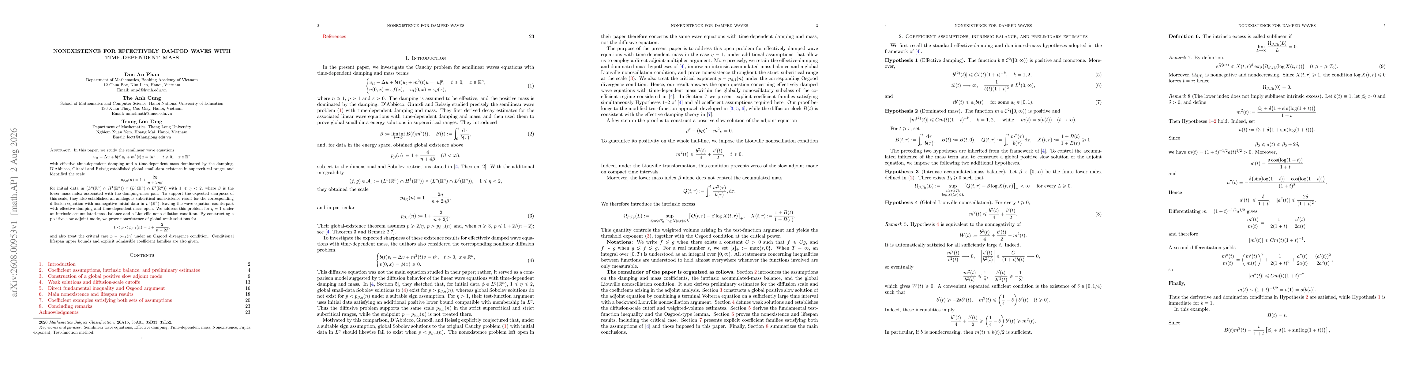 Thumbnail for Nonexistence for effectively damped waves with time-dependent mass