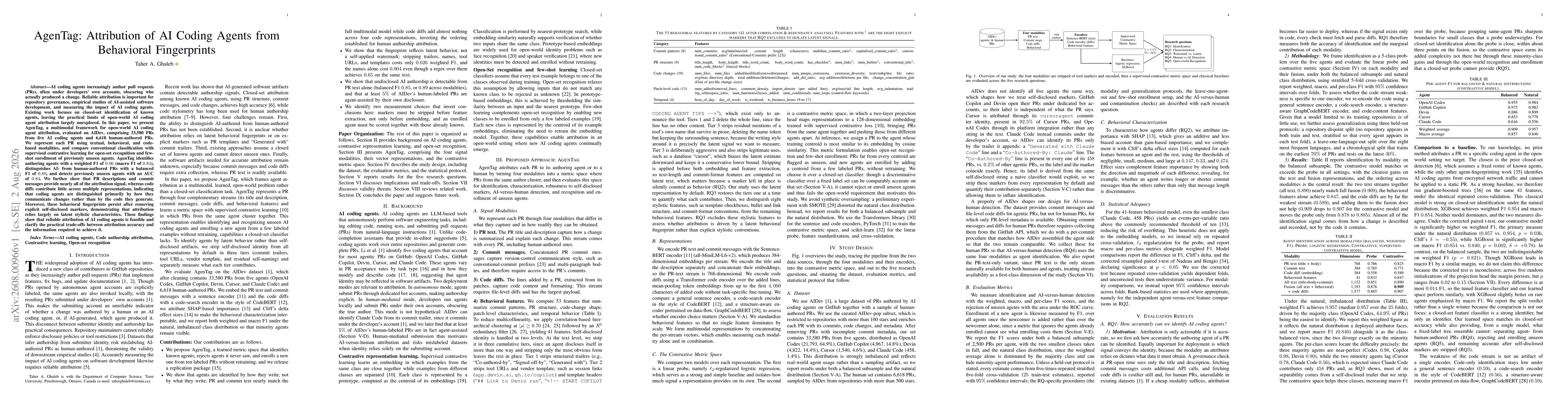 Thumbnail for AgenTag: Attribution of AI Coding Agents from Behavioral Fingerprints