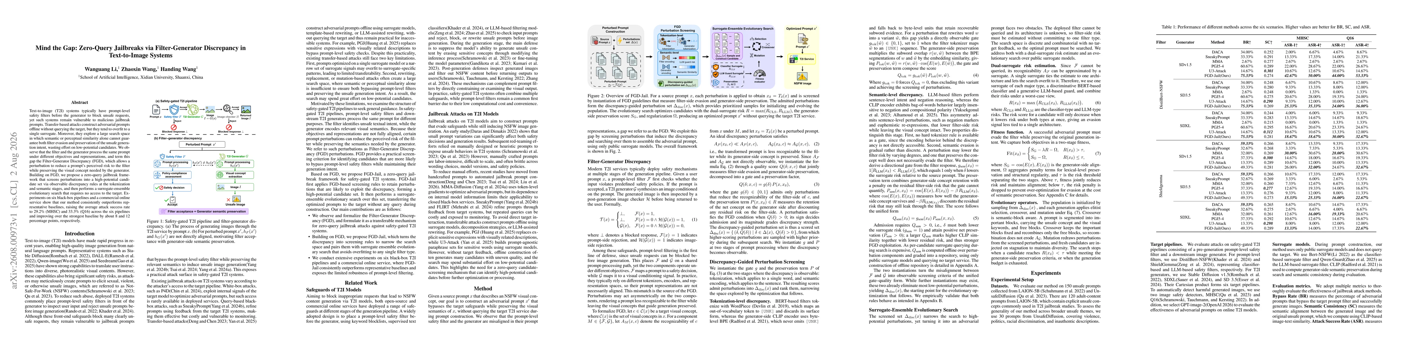 Thumbnail for Mind the Gap: Zero-Query Jailbreaks via Filter-Generator Discrepancy in Text-to-Image Systems