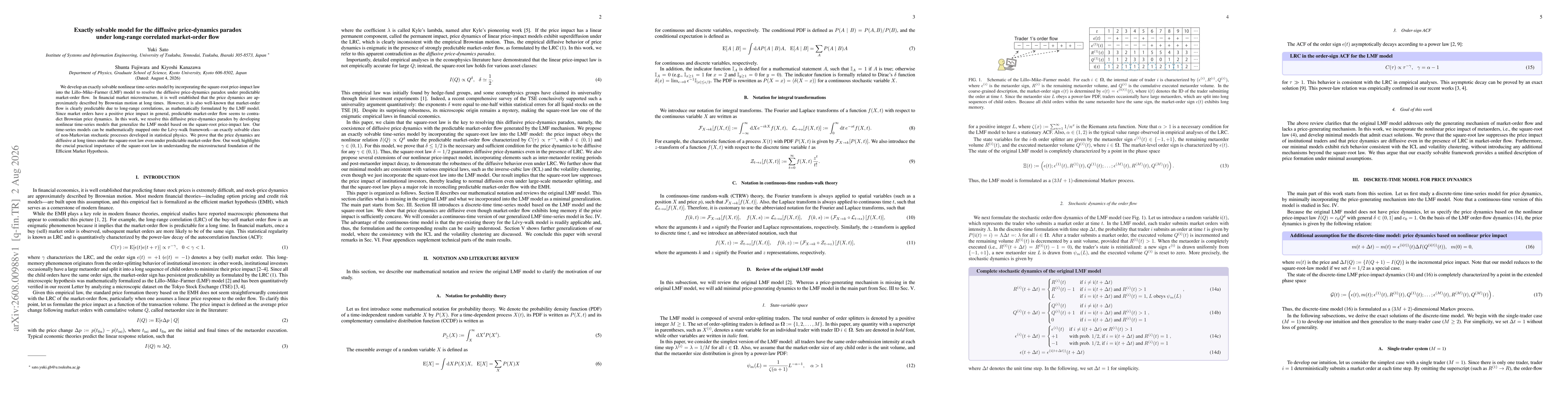 Thumbnail for Exactly solvable model for the diffusive price-dynamics paradox under long-range correlated market-order flow
