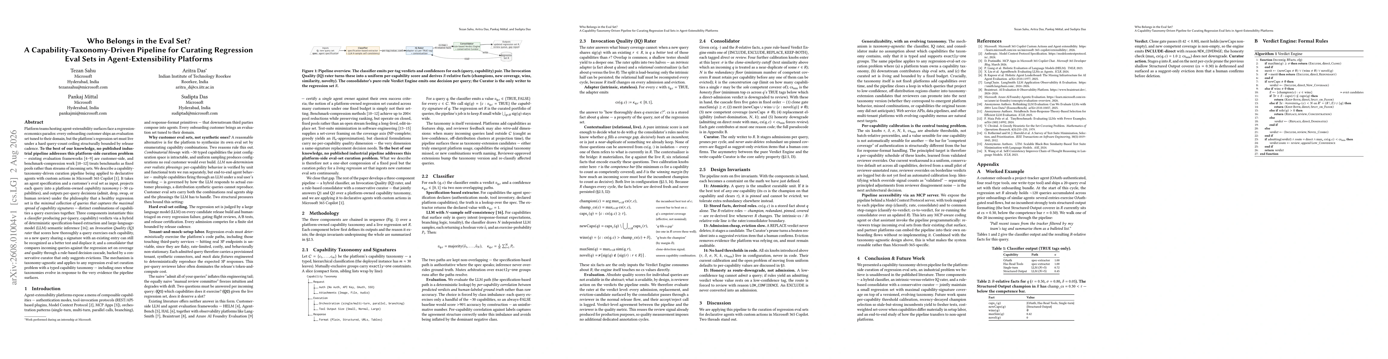 Thumbnail for Who Belongs in the Eval Set? A Capability-Taxonomy-Driven Pipeline for Curating Regression Eval Sets in Agent-Extensibility Platforms