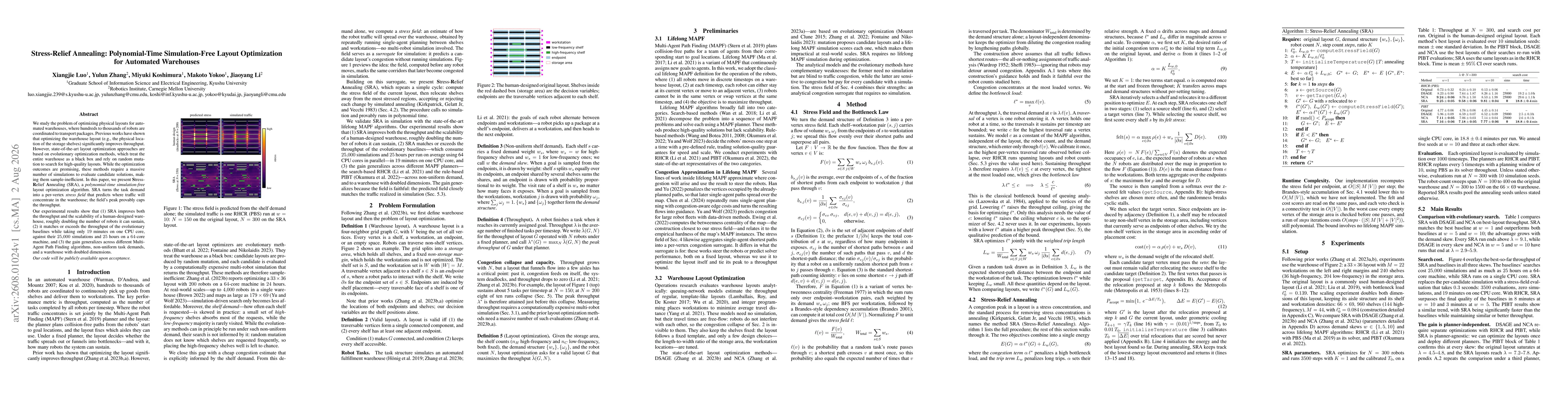 Thumbnail for Stress-Relief Annealing: Polynomial-Time Simulation-Free Layout Optimization for Automated Warehouses