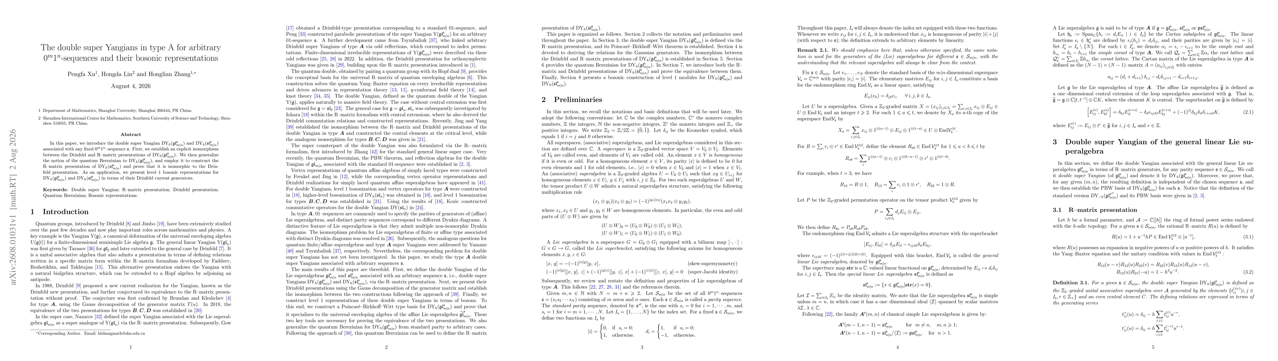 Thumbnail for The double super Yangians in type A for arbitrary $0^m 1^n$-sequences and their bosonic representations