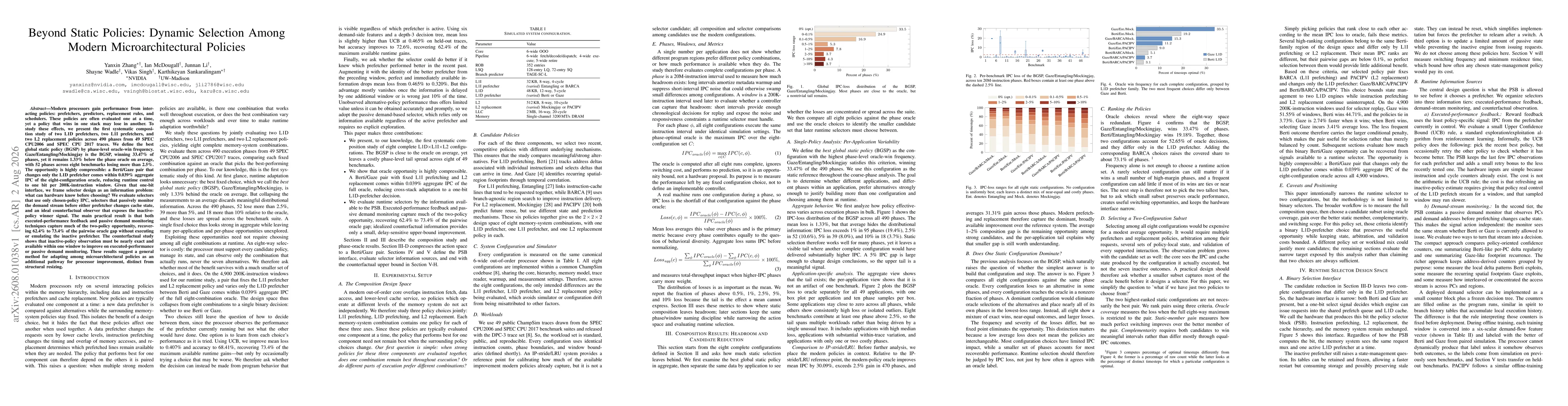 Thumbnail for Beyond Static Policies: Dynamic Selection Among Modern Microarchitectural Policies