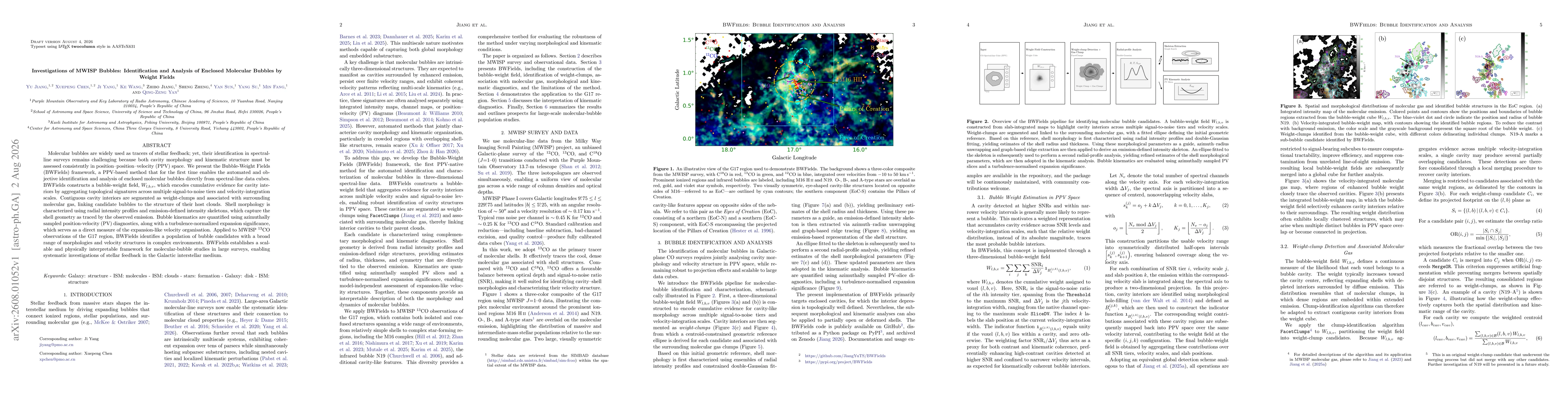 Thumbnail for Investigations of MWISP Bubbles: Identification and Analysis of Enclosed Molecular Bubbles by Weight Fields