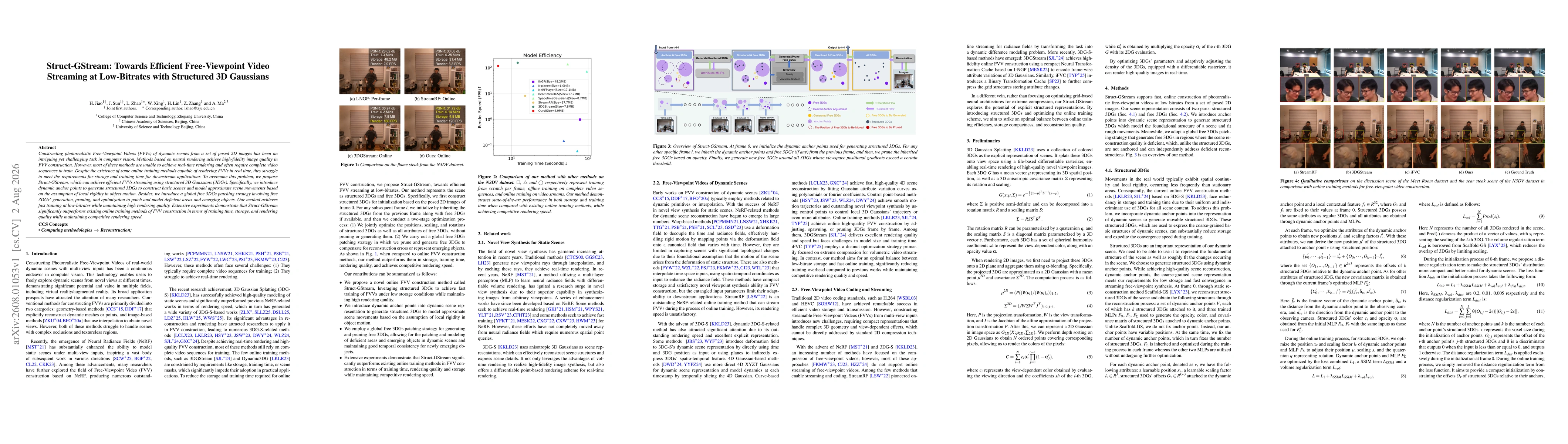 Thumbnail for Struct-GStream: Towards Efficient Free-Viewpoint Video Streaming at Low-Bitrates with Structured 3D Gaussians
