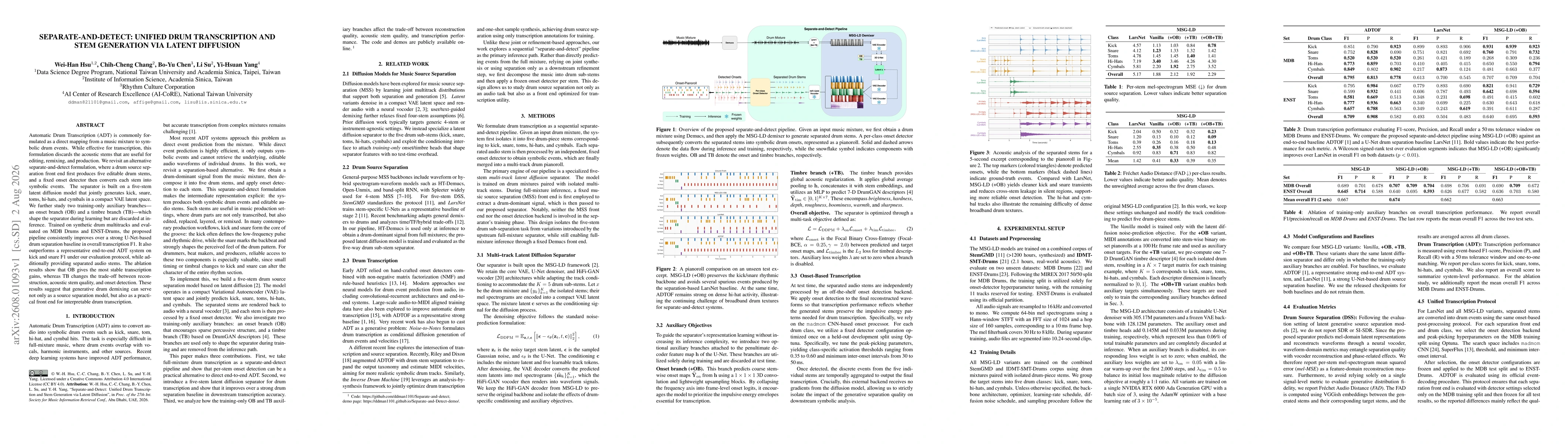 Thumbnail for Separate-and-Detect: Unified Drum Transcription and Stem Generation via Latent Diffusion