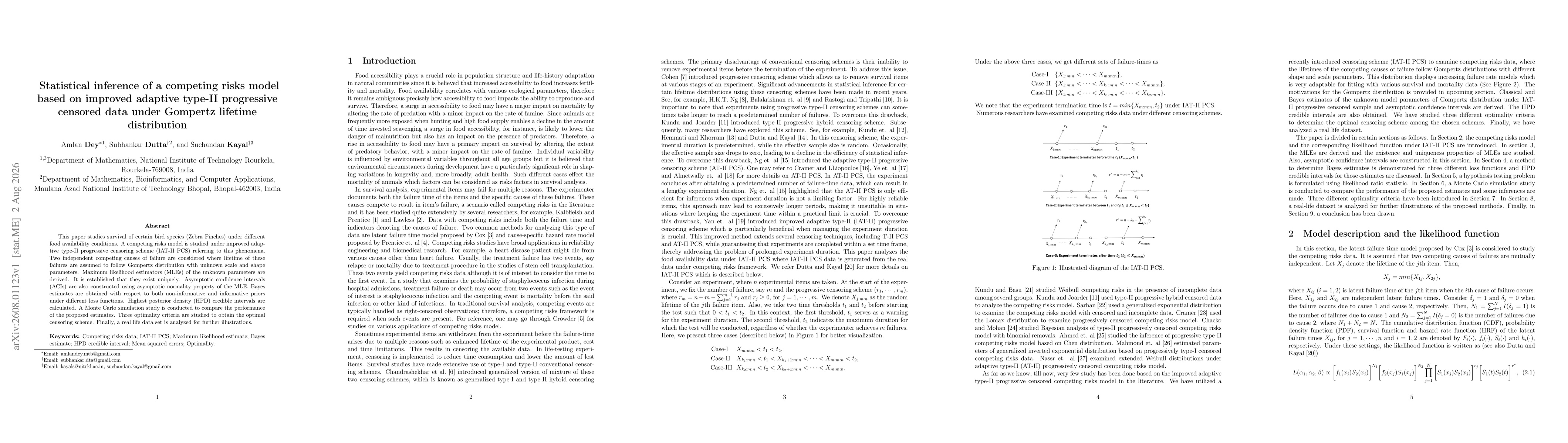 Thumbnail for Statistical inference of a competing risks model based on improved adaptive type-II progressive censored data under Gompertz lifetime distribution