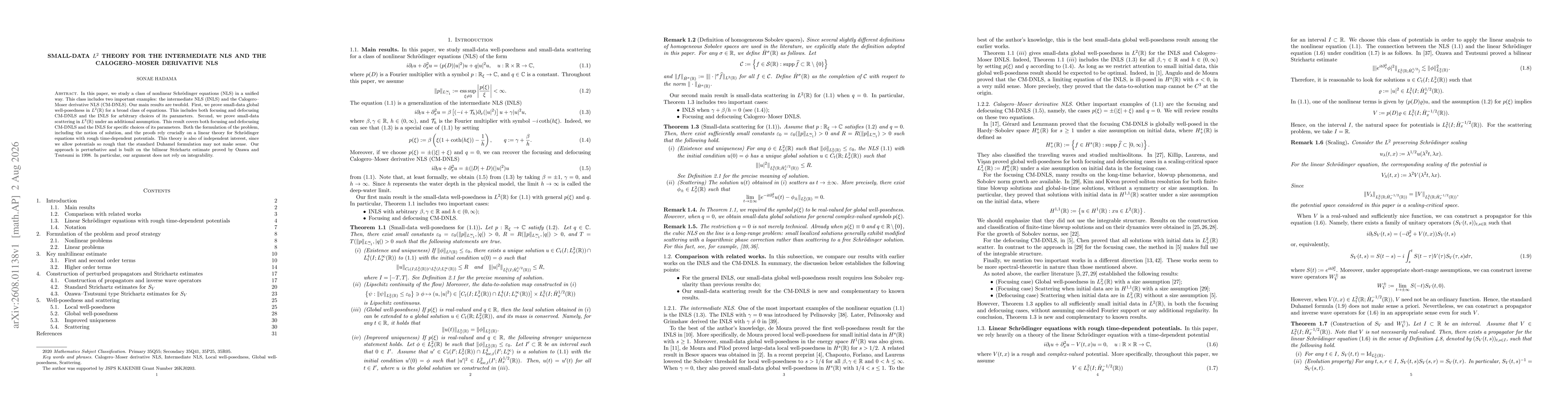 Thumbnail for Small-data $L^2$ theory for the intermediate NLS and the Calogero--Moser derivative NLS