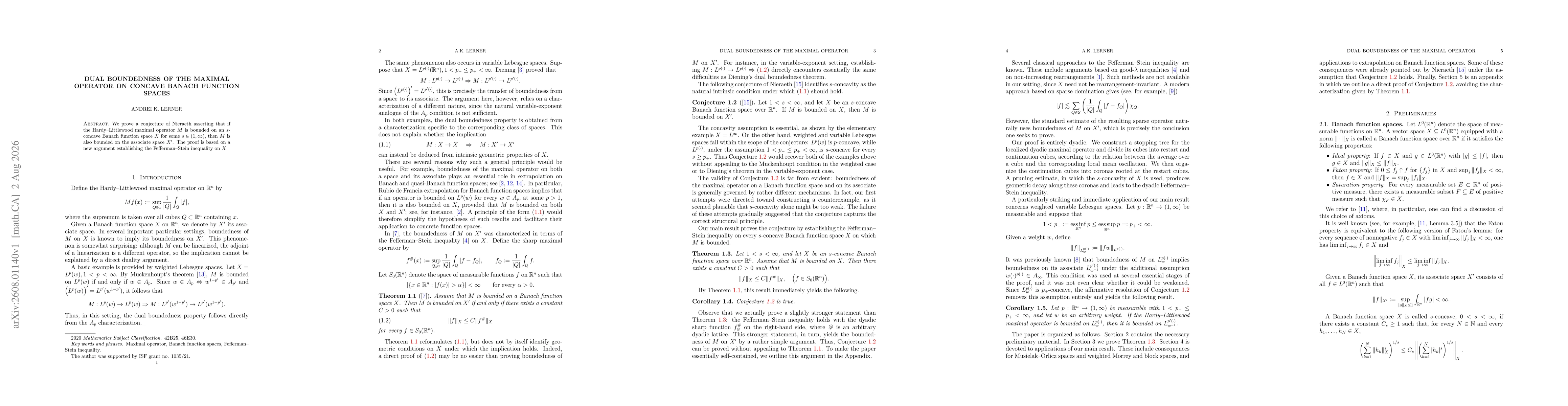 Thumbnail for Dual boundedness of the maximal operator on concave Banach function spaces