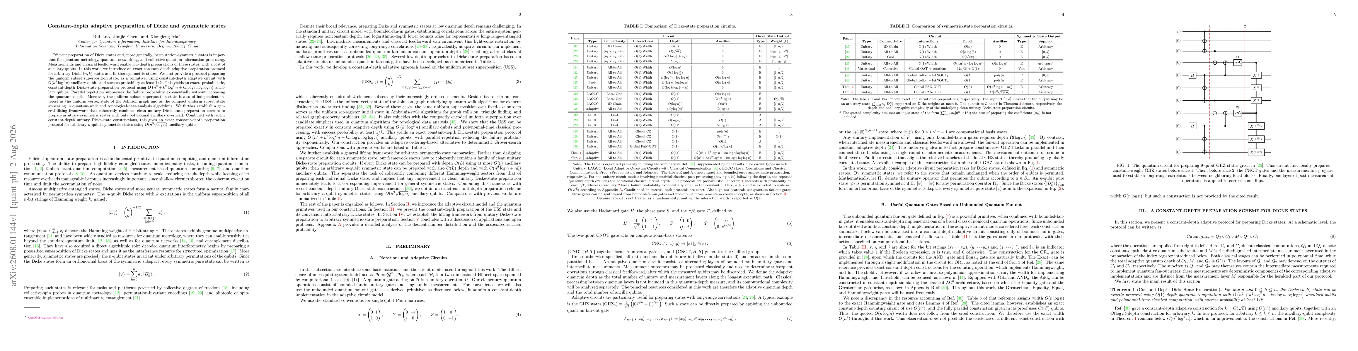 Thumbnail for Constant-depth adaptive preparation of Dicke and symmetric states
