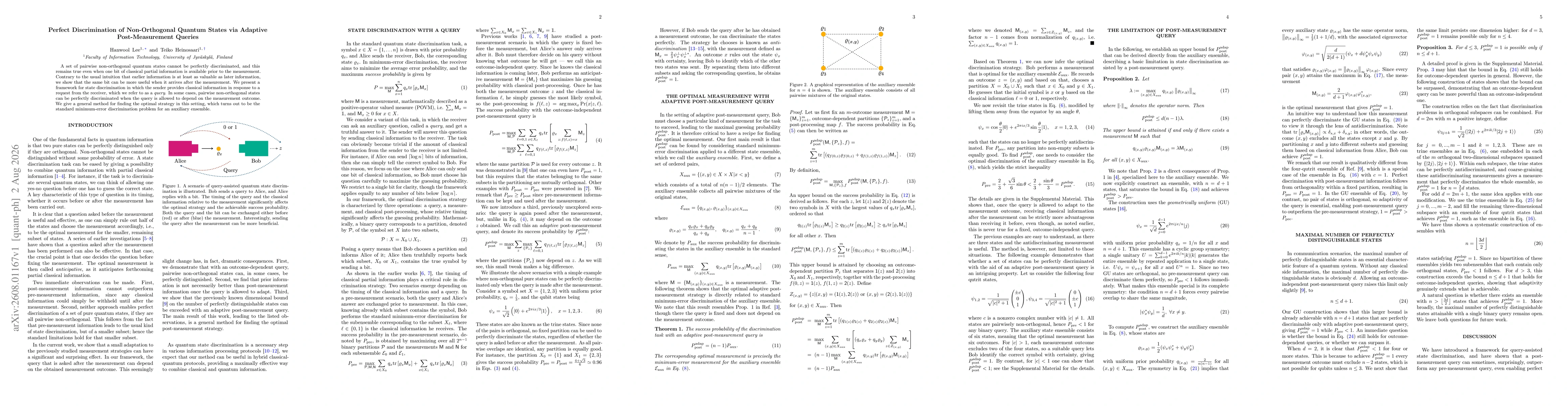Thumbnail for Perfect Discrimination of Non-Orthogonal Quantum States via Adaptive Post-Measurement Queries