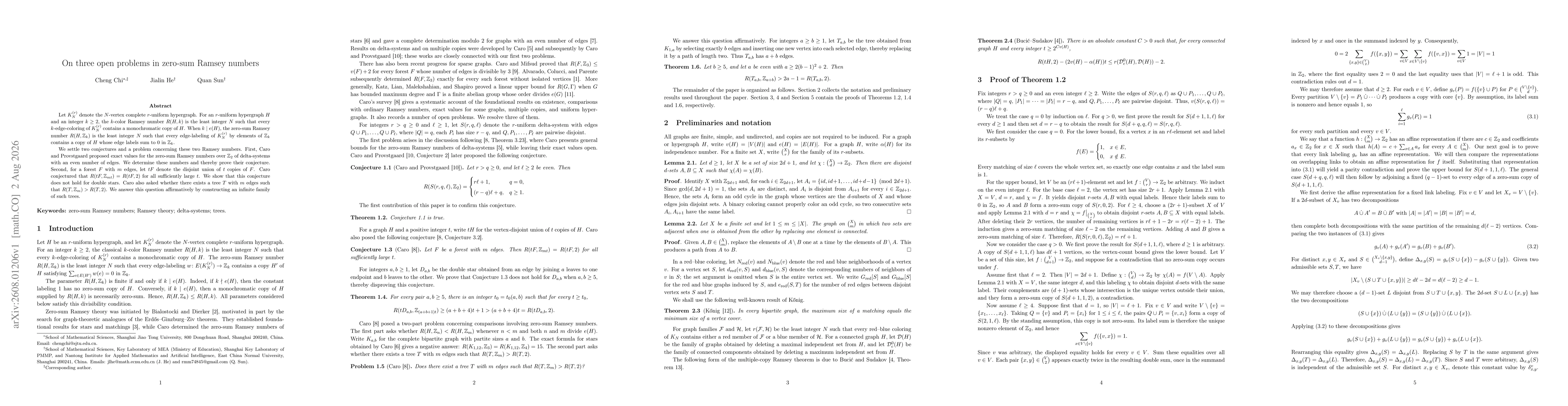Thumbnail for On three open problems in zero-sum Ramsey numbers