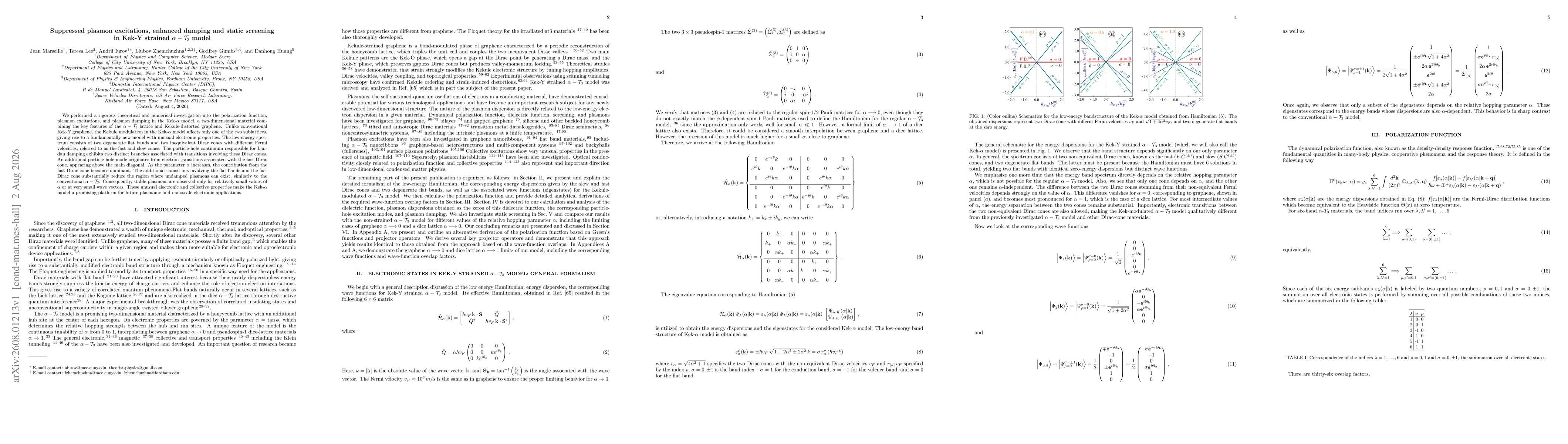 Thumbnail for Suppressed plasmon excitations, enhanced damping and static screening in Kek-Y strained $α-\mathcal{T}_3$ model